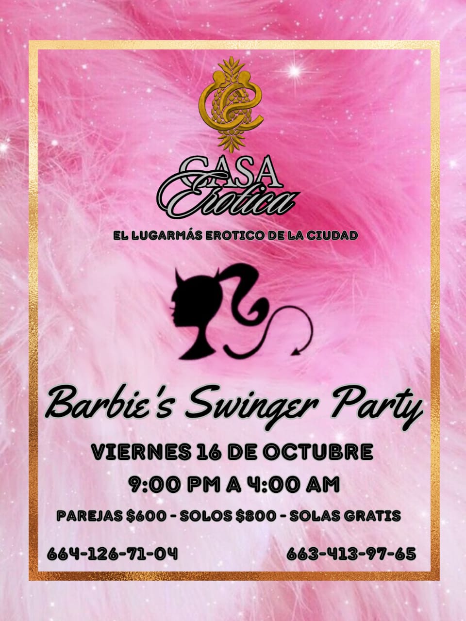 Barbie’s Swinger Party, viernes 16 de octubre, Casa Erótica Tijuana